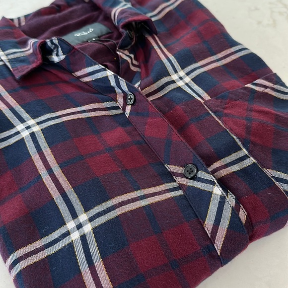 NEW - RAILS Hunter Plaid Flannel Gemini Shirt in Cranberry Honey Lurex - Picture 9 of 11